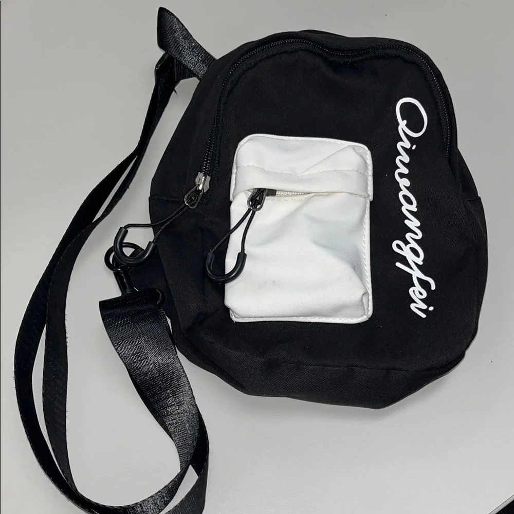 Qiwangfei Black & White Crossbody Sling Bag / Mini backpack